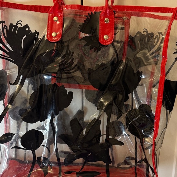 Red and Black Floral Transparent Tote Bag - Picture 2 of 10